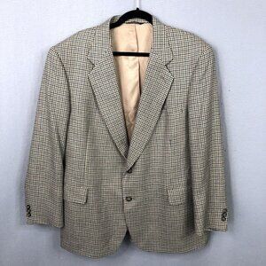 Sterling & Hunt Blazer Mens 44 Blue Tan Houndstooth Wool Jacket Sport Coat VTG
